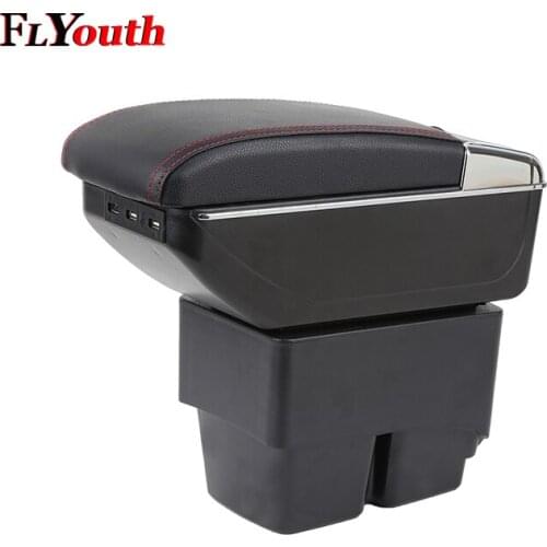 For Ford Fiesta 3 MK7 MK 7 2009-2017 Car Armrest Box USB Charging Heighten Double Layer Central Store Content Cup Holder Ashtray