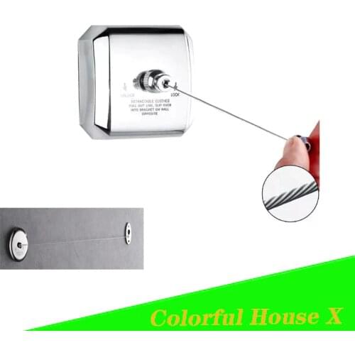 Indoor Outdoor Portable Stainless Steel Retractable Clothesline Strong Load Bearing Steel Wire Rope For Bathroom Non-Slip 3.8M