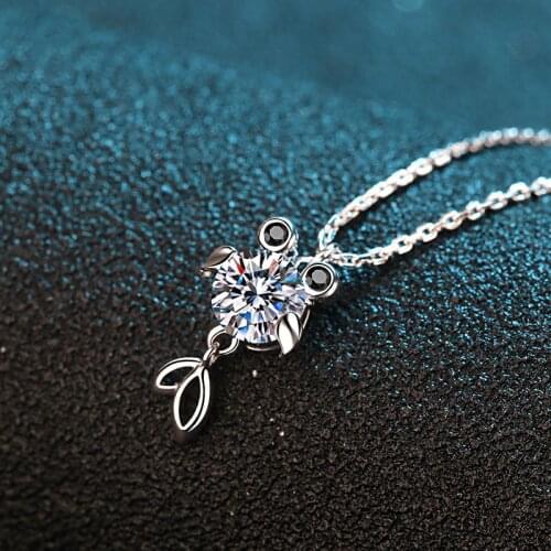Passed Diamond Test Perfect Moissanite Necklace 925 Sterling Silver 0.5-1CT Necklace Cute Fish Pendant Necklace Party Jewelry