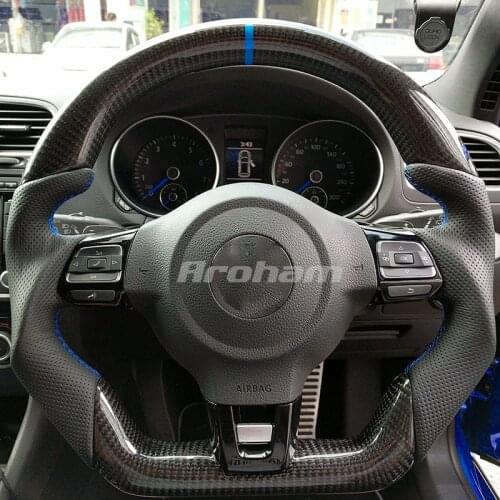 Carbon Fiber Steering Wheel For Volkswagen VW Golf 5 6 MK6 GTI R Jetta MK5 Passat B6 B7 CC Polo Sharan Tiguan Seat Leon