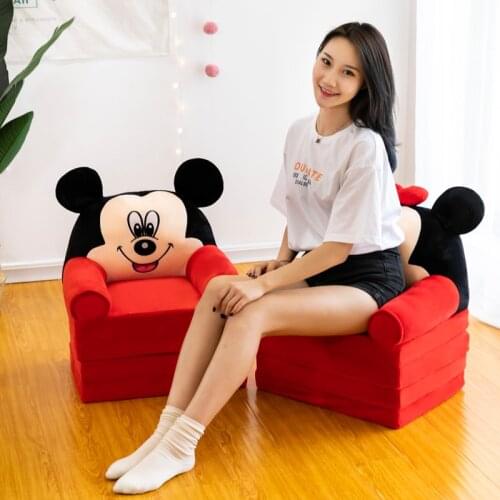 Mickey Minnie Mouse Foldable Baby Seat Sofa Children Plush Cotton Stuffed Chair Filler Baby Boys Girl Support Cushion Baby Chair