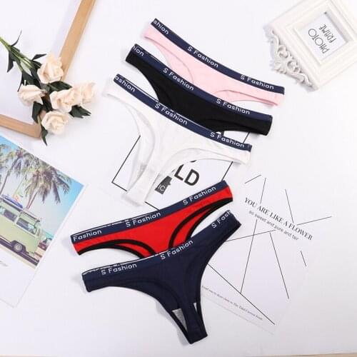 3 Womens Comfortable Solid Color Cotton Thong Low-rise Close-fitting Soft and Breathable High-quality Sexy Underwear