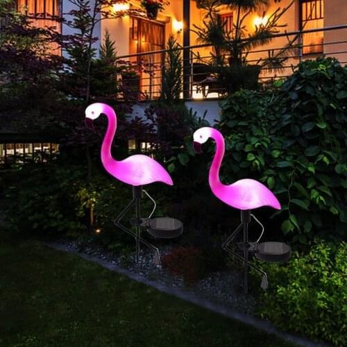 Solar Powered Flamingo Lawn Lamp Garden Lawn Yard Decor Solar Pathway Lights Waterproof Outdoor Garden Decorative Stake Lighting