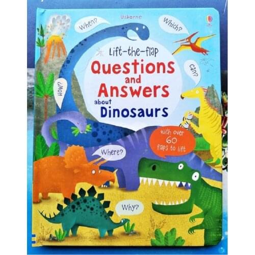 Usborne lift-the-flap Questions and Answers about dinosaurs English Educational Picture Books Baby kids reading gift