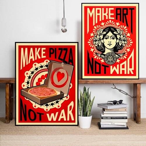 Make Art Not War Series Pop Vintage Posters Canvas Painting Girl Pizza Paintings Abstract Art Pictures For Home Wall Decor Gift