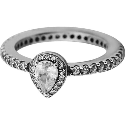100% Authentic 925 Sterling Silver Rings for Women Radiant Teardrop Ring Original Jewelry Party Gift Bague Femme anillos