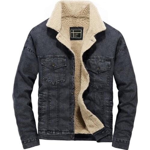 Winter Jacket Men Streetwear Fashion Turn Down Fur Collar Windbreaker Warm Denim Jackets Mens Outwear Hip Hop Jeans Coat