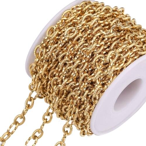 1M Width 7mm Gold Twist Cable Chain Roll Stainless Steel NK 1:1 Cuban Chains for DIY Necklace Jewelry Making Supplies Wholesale