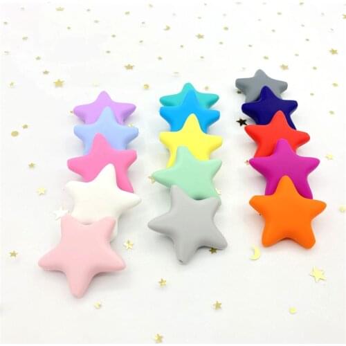 10pcs Silicone Star Beads DIY Baby Teether Pacifier Dummy Montessori Teething Sensory Jewelry Toy Chewing Beads
