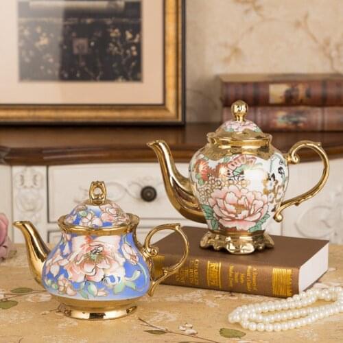 1380ml European Ceramic Coffee Pot Luxury Vintage Golden Teapot Milk Pot Tea Set Teapot Large Kettle Pot teapot Large Capacity