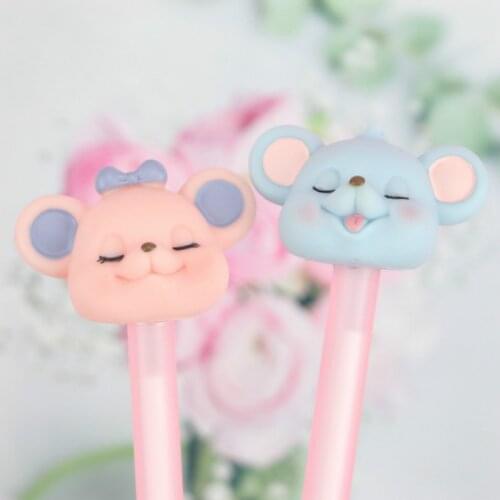 16PCS Korean Cute Old Mouse 0.5mm Gel Pen Creative Cartoon Student Stationery Office Supplies Test Pen