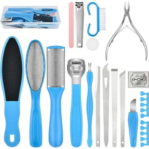 18 In 1 Professional Foot Care Kit Pedicure Tools Set Stainless Steel Foot Rasp Foot Dead Skin Remover Clean Toenail Care Kit