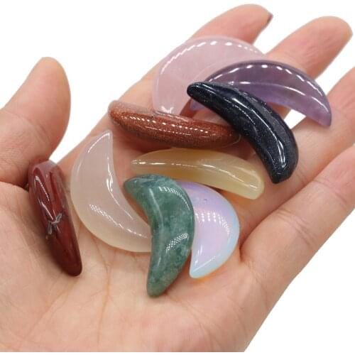 2Pcs New Style Natural Stone Pendant Without Hole Moon-Shaped Charms For Jewelry Making DIY Necklace Anklet Accessory