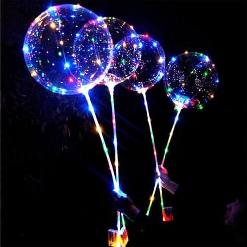 20inch Luminous Bobo Balloon Handle Transparent Led Unicorn Light Ballon Kids Birthday Party Supplies Boy Toys Globos