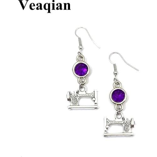 2019 / fashion sewing machine birth stone earrings, handmade DIY earrings. Womens fashion earrings, fashion designer earrings