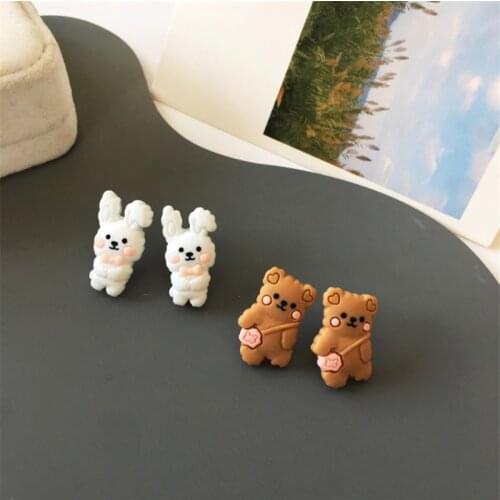 2021 Cute Funny Bunny Bear Earrings Female Funny Resin Earrings Personality Party Simple Earrings For Women Girls