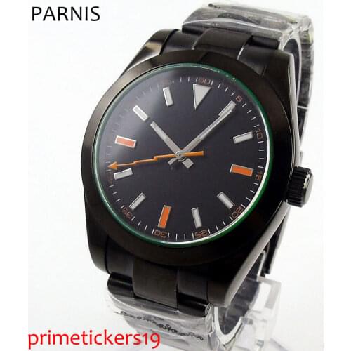 40mm black sterile dial sapphire crystal PVD coated case mental strap automatic movement mens watch PA666