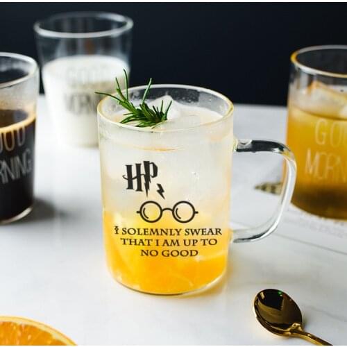 450ml Creative Glass Coffee Milk Mug Good Morning Breakfast Cup Cocktail Mugs For Gift Cold Beer Cup