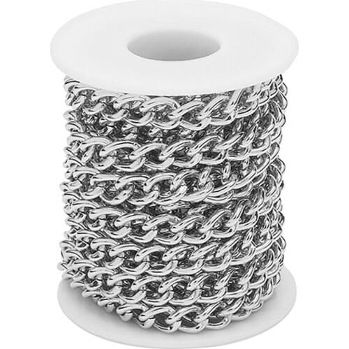 5M/Roll 12mm Width Aluminum Chains Rhodium Link Chain Necklace Color Link Chain for Punk Jewelry DIY Making