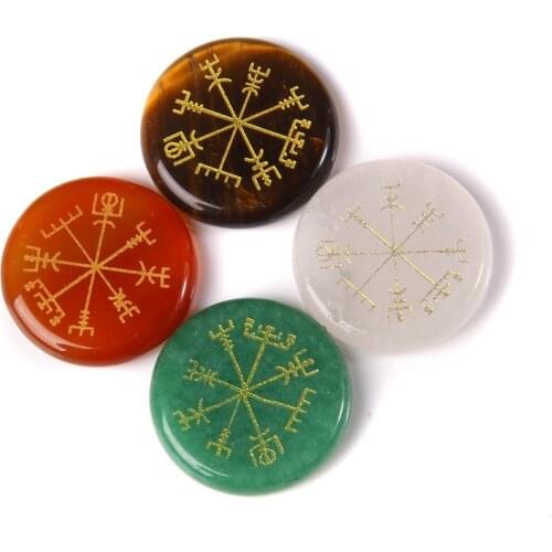 5 pc Fengshui Divination Jewelry Set Natural Chakra Stone Red Agat Rould Slab Toys White Crystal Carved Symbols Green Aventurine