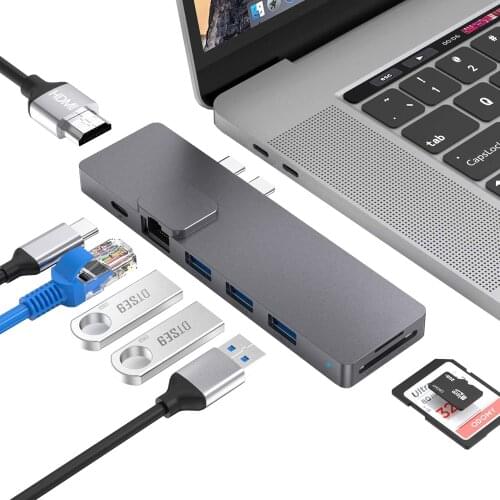 8 IN 1 Hub Type-c to USB3.0*3 HDMI PD Thundebolt3+SDTF+RJ45 Supports up to 40Gb/s data transfer 5K or 2*4K video