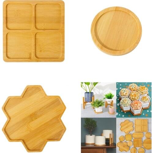 Bamboo Flower Pot Drip Trays Wooden Plant Tray Bonsai Saucers Home Office Outdoor Indoor Tools
