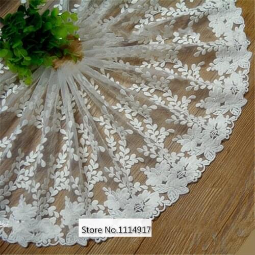 Off-white Cotton Thread Embroidered Curtain Sofa Lace Fabric Handmade DIY Lace Trim Width 23cm 5Yds/lot