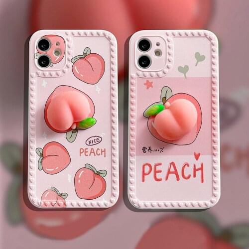 Love photo frame peach pinch phone cases applicable to iphone 12 iPhone 8Plus hot fart phone painted covers pink case for girls