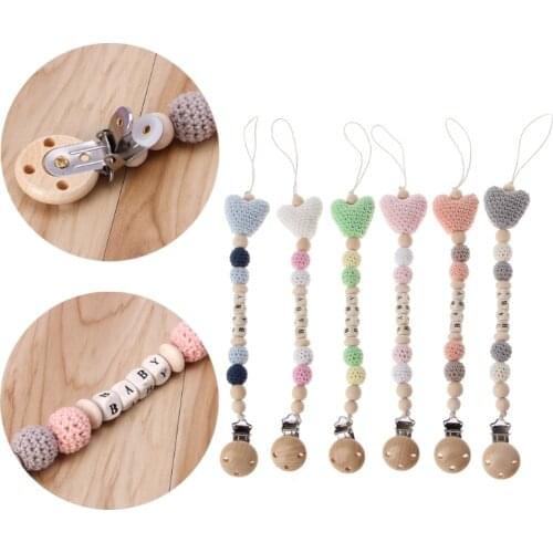 Wooden Bead Dummy Clip Holder Pacifier Clips Soother Chains Baby Teething Toy JUL17-A