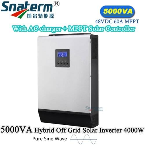 5KVA Solar Hybrid inverter 4000W 48Vdc to 230Vac,50/60HZ with 48V60A MPPT Solar Charger & 60A AC charger with Parallel function