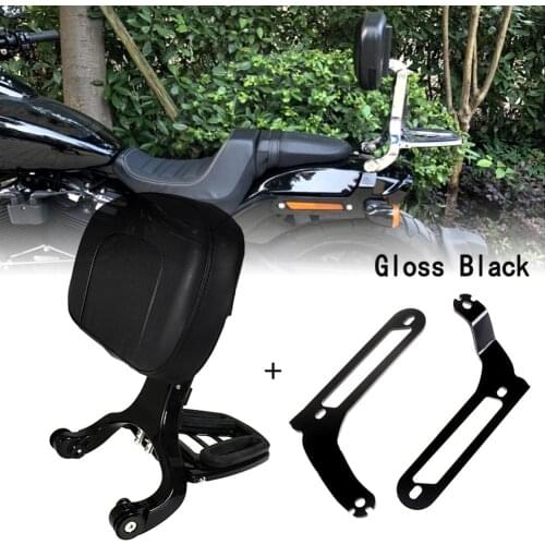 Gloss Black Fixed Mount&Multi Purpose Adjustable Driver Passenger Backrest Fit For Harley Softail Fat Bob 2018 Models