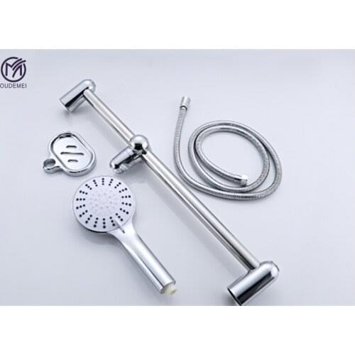 Chrome ABS Hand Hold Five Modes Shower Head Mixer Round Bathroom Shower Head Holder Bath Accessories