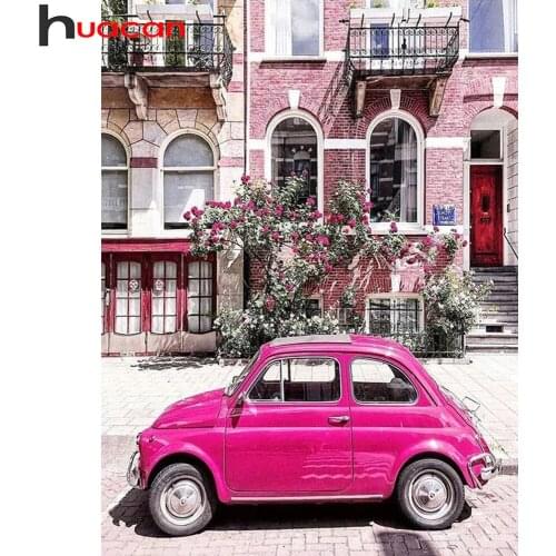 Huacan Diy Diamond Painting Car City Home Decor Mosaic Embroidery Building Scenery Rhinestone Pictures Diamond Art