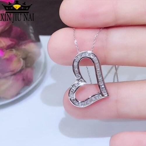 Innovation light luxury delicate womens prom feast super sparkling heart necklace diamond pendant white and gold party goods