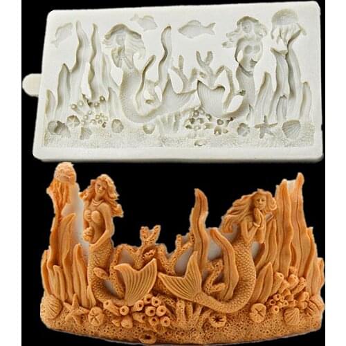KLM Ocean Mermaid Silicone Mold Clay Tool Cake Decorating Tips Tool Fondant Tool Chocolate Tool