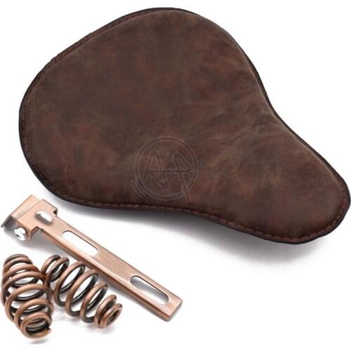 Motorcycle Brown Leather Solo Passenger Seat Cover Cowl Pad For Harley Sportster Bobber Chopper Custom