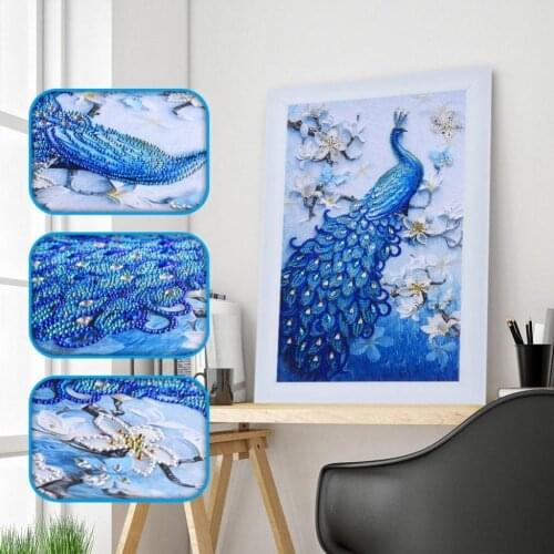 Peacock Shaped DIY 5D Diamond Embroidery Painting Kit for Beginner Art Home Decor