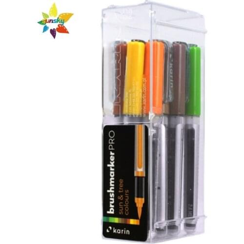 Original KarinMarkers Brushmarker PRO| 12 Sun&Tree Colours Set Flexible soft pen in block letters Professional Art supplies