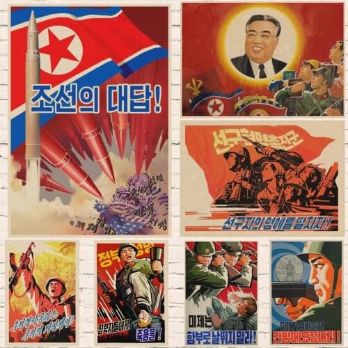 North Korea War Missle Propaganda Soviet Poster Decorative DIY Wall Sticker Art Home Bar kraft Vintage Poster Decor buy 3 get 4