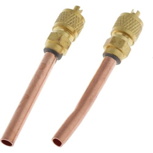 2xCopper Tube Air Conditioner Monodirectional Filling Access Valve 6.35x78mm