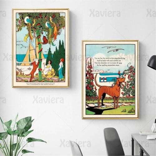 Retro Cartoon Story Poster Wall Art Vintage Painting Canvas Prints Wall Picture for Living Room Home Decor Nursery Mural Unframe