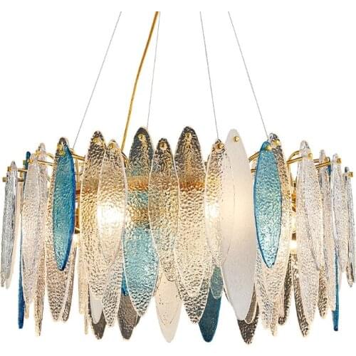 Luxury modern chandeliers for living room round gold hanging light fixture dining room bedroom decor smoky gray/white glass lamp