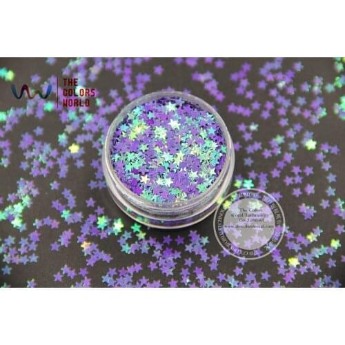 TCI06 Pearlescent Rainbow Purple Colors Stars shape 3.0MM Size Glitter for nail Art nail gel makeup or DIY decoration