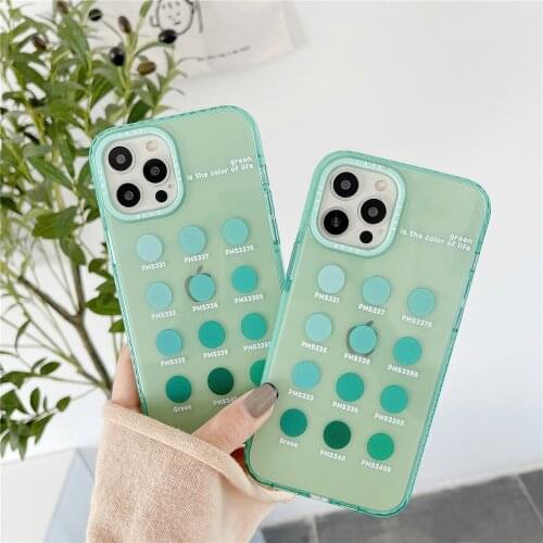 INS Gradient Green Transparent Silicone Soft Phone Case For iPhone 12 11 PRO MAX XS X XR 8 PLUS Clear Fall-anti Protective Cover