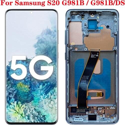 SUPER AMOLED G980F LCD For Samsung Galaxy S20 5G Touch Screen With frame Digitizer Assembly 6.2 '' S20 SM-G981B/DS G981F Display