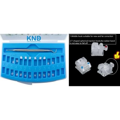 1Box Dental KND Orthodontic Ceramic Self-Ligating MBT/Roth 022 T-Shape Middle Hook