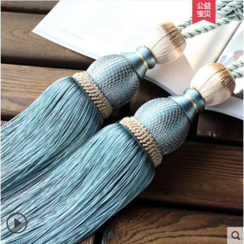 1 Pair Gold Tennis Net Belt Hanging Balls Curtain Accessories Window Decor Strap Tassel Fringes Tiebacks Buckle Lashing Bind