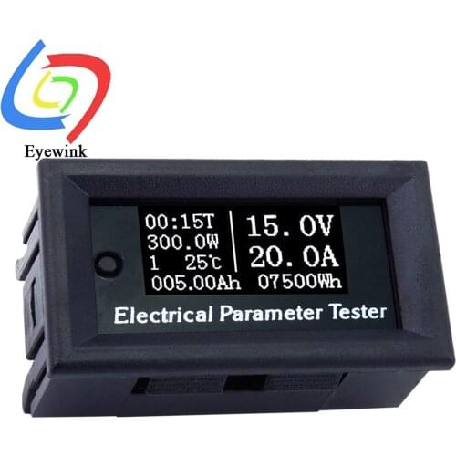 100V/20A 7in1 OLED Multifunction Tester Voltage current Time temperature capacity voltmeter Ammeter electrical meter white