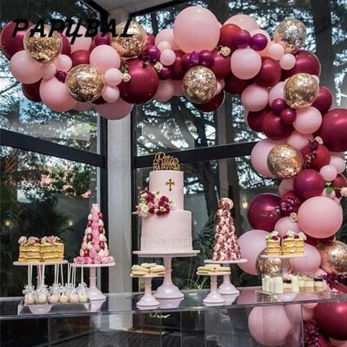 112pcs/Set Garland Arch Kit Baby Pink Burgundy Confetti Balloons Party Decoration Birthday Wedding Baby Shower Globos Supplies