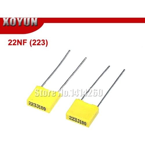 20PCS Correction Capacitor 22NF 223J 100V 100V223J 22NJ100 5mm Polypropylene Safety Plastic Film Capacitor